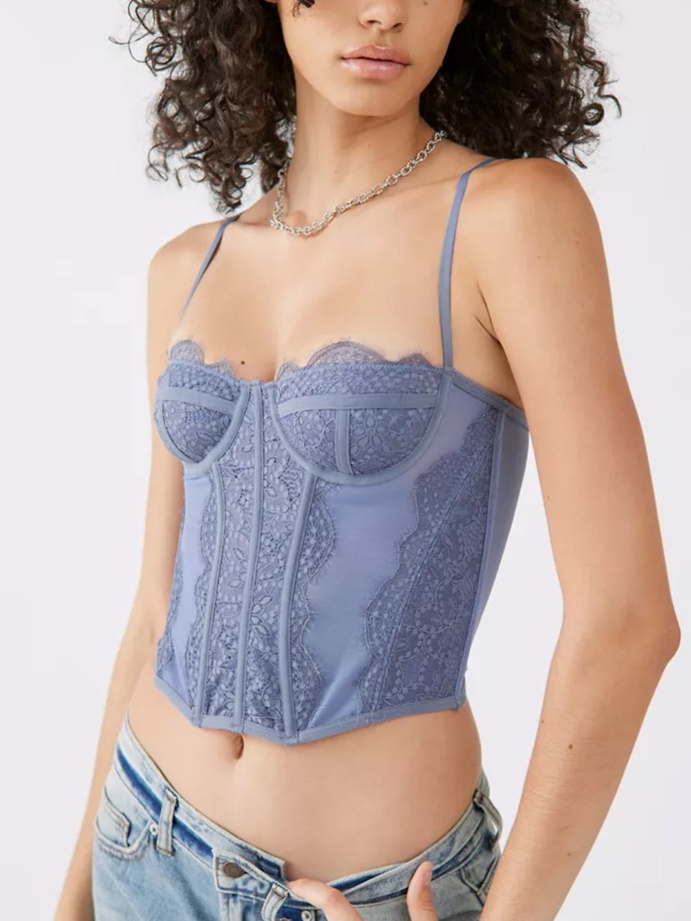 Urban Outfitters Out From Under Modern Love Corset in Slate Blue